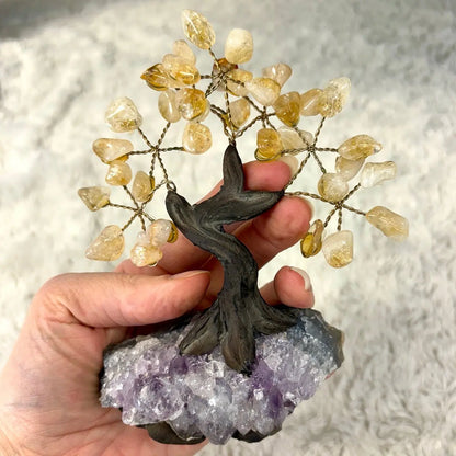 Kristallipuu - Sitriini - Ametisti 14cm - 02 - Valkoisen Liekin Voima