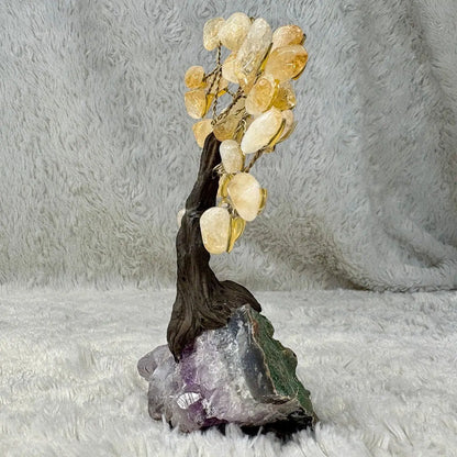 Kristallipuu - Sitriini - Ametisti 14cm - 02 - Valkoisen Liekin Voima