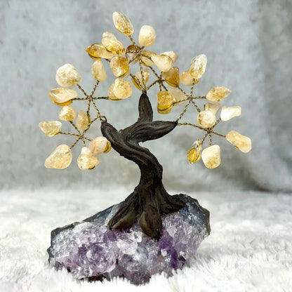 Kristallipuu - Sitriini - Ametisti 14cm - 02 - Valkoisen Liekin Voima