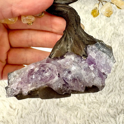 Kristallipuu - Sitriini - Ametisti 14cm - 02 - Valkoisen Liekin Voima