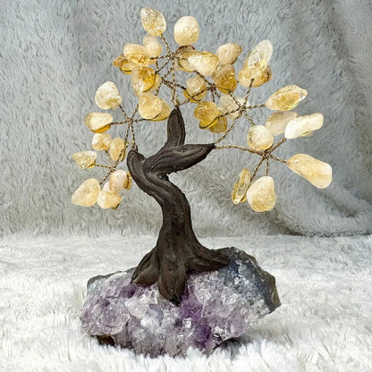 Kristallipuu - Sitriini - Ametisti 14cm - 02 - Valkoisen Liekin Voima