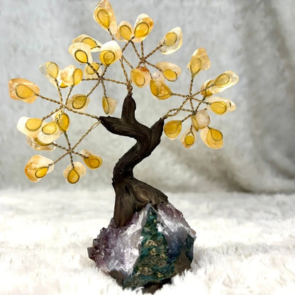 Kristallipuu - Sitriini - Ametisti 14cm - Valkoisen Liekin Voima