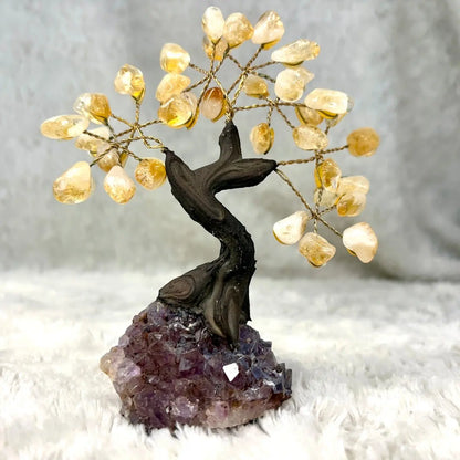 Kristallipuu - Sitriini - Ametisti 14cm - Valkoisen Liekin Voima