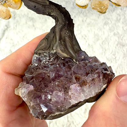 Kristallipuu - Sitriini - Ametisti 14cm - Valkoisen Liekin Voima