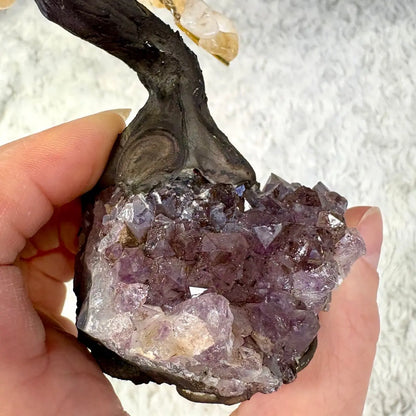 Kristallipuu - Sitriini - Ametisti 14cm - Valkoisen Liekin Voima