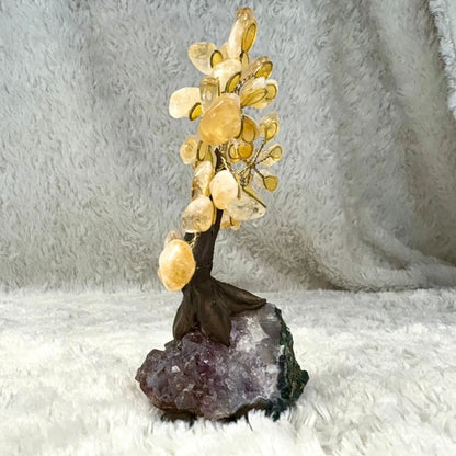 Kristallipuu - Sitriini - Ametisti 14cm - Valkoisen Liekin Voima
