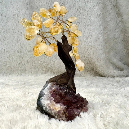 Kristallipuu - Sitriini - Ametisti 14cm - Valkoisen Liekin Voima
