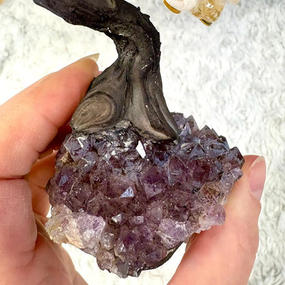 Kristallipuu - Sitriini - Ametisti 14cm - Valkoisen Liekin Voima