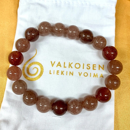 Mansikkakvartsi - Rannekoru - Herättelee sydämen unelmat ja auttaa kulkemaan niitä kohti - Valkoisen Liekin Voima