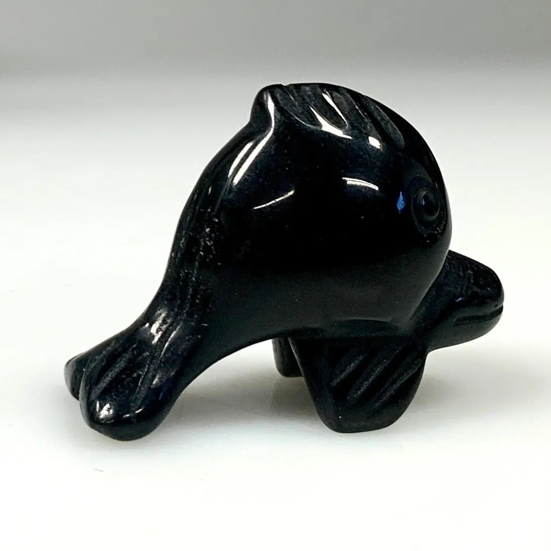 Musta obsidiaani - Kristallifisu - Lasten suosikki - 4,5cm - Valkoisen Liekin Voima