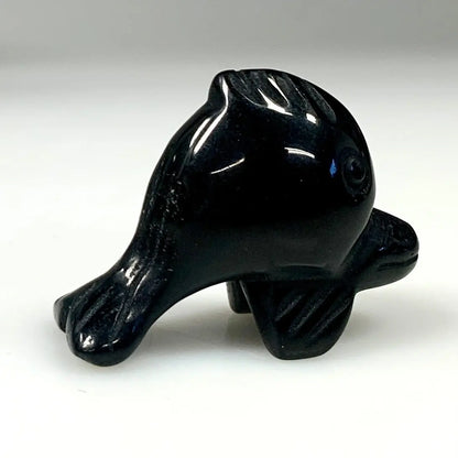 Musta obsidiaani - Kristallifisu - Lasten suosikki - 4,5cm - Valkoisen Liekin Voima