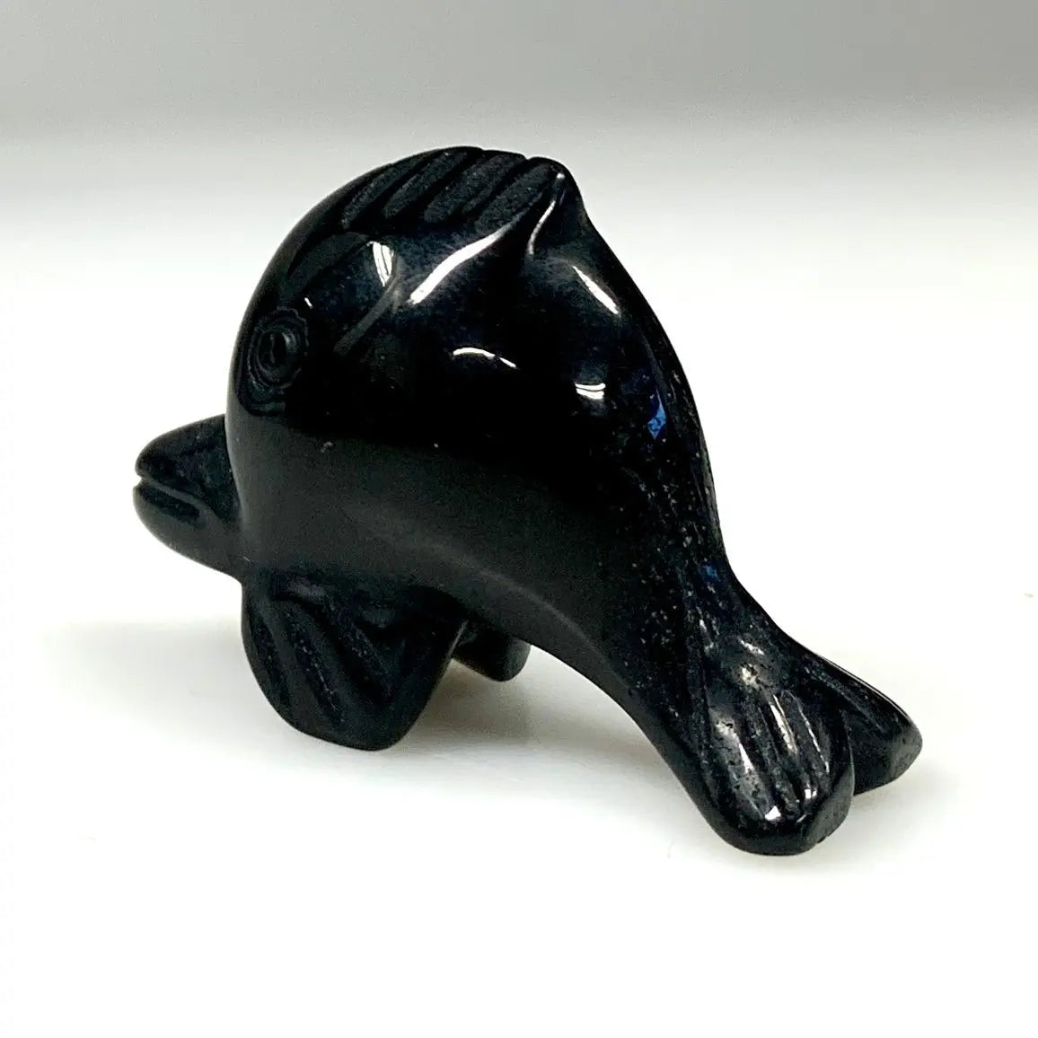 Musta obsidiaani - Kristallifisu - Lasten suosikki - 4,5cm - Valkoisen Liekin Voima