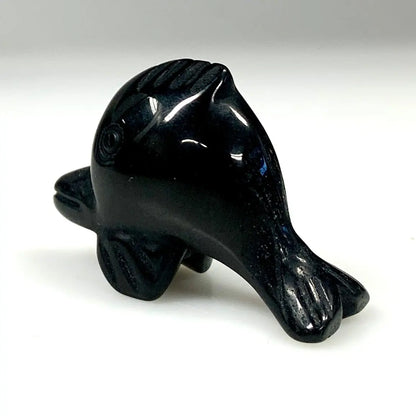 Musta obsidiaani - Kristallifisu - Lasten suosikki - 4,5cm - Valkoisen Liekin Voima