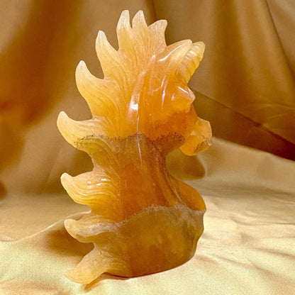 Oranssi kalsiitti - Kristalliyksisarvinen Kultasäde - 10,5cm - Valkoisen Liekin Voima