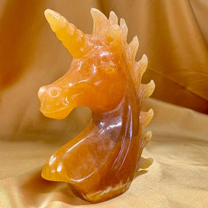 Oranssi kalsiitti - Kristalliyksisarvinen Kultasäde - 10,5cm - Valkoisen Liekin Voima