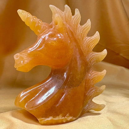 Oranssi kalsiitti - Kristalliyksisarvinen Kultasäde - 10,5cm - Valkoisen Liekin Voima