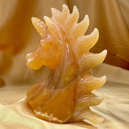 Oranssi kalsiitti - Kristalliyksisarvinen Kultasäde - 10,5cm - Valkoisen Liekin Voima