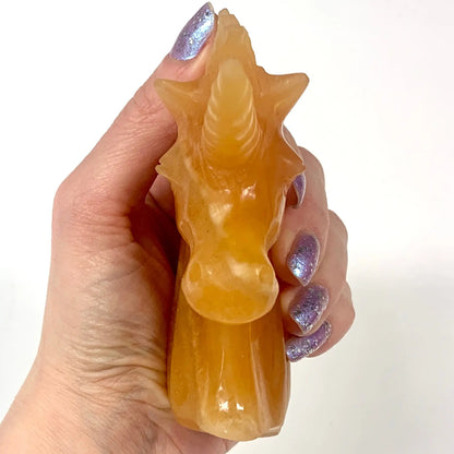 Oranssi kalsiitti - Kristalliyksisarvinen Valontähti - 10,5cm - Valkoisen Liekin Voima