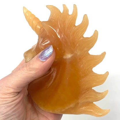 Oranssi kalsiitti - Kristalliyksisarvinen Valontähti - 10,5cm - Valkoisen Liekin Voima