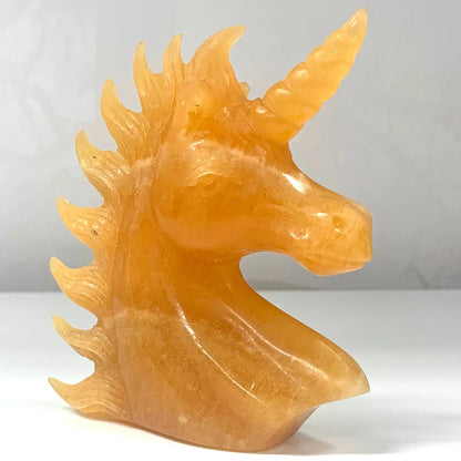 Oranssi kalsiitti - Kristalliyksisarvinen Valontähti - 10,5cm - Valkoisen Liekin Voima