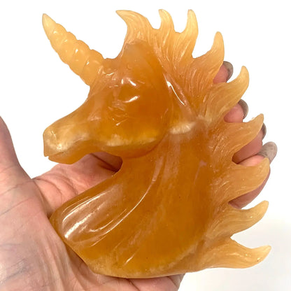 Oranssi kalsiitti - Kristalliyksisarvinen Valontähti - 10,5cm - Valkoisen Liekin Voima