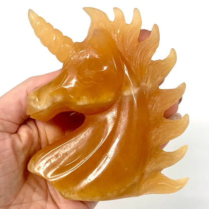 Oranssi kalsiitti - Kristalliyksisarvinen Valontähti - 10,5cm - Valkoisen Liekin Voima