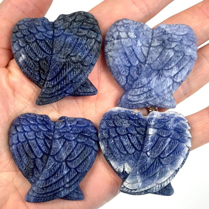 Sodaliitti - Enkelinsiipi kämmenkivi - Poistaa pelkoja ja rauhoittaa mieltä - 4cm - Valkoisen Liekin Voima