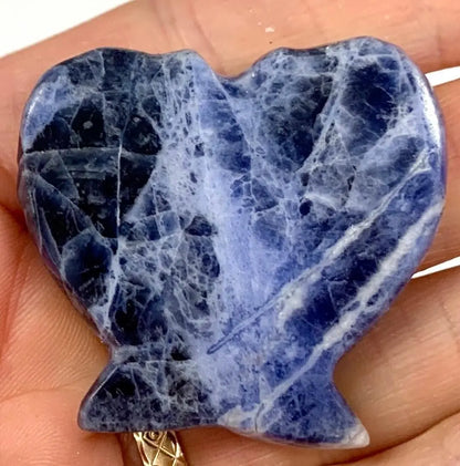 Sodaliitti - Enkelinsiipi kämmenkivi - Poistaa pelkoja ja rauhoittaa mieltä - 4cm - Valkoisen Liekin Voima