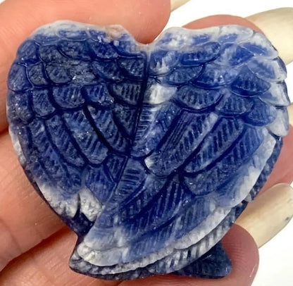 Sodaliitti - Enkelinsiipi kämmenkivi - Poistaa pelkoja ja rauhoittaa mieltä - 4cm - Valkoisen Liekin Voima