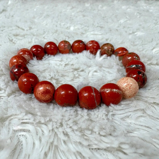 Punainen jaspis - Rannekoru - Itsetuntoa ja elinvoimaa kohottava voimakoru Valkoisen Liekin Voima