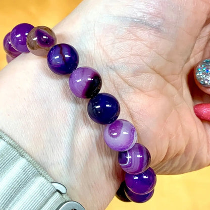 Purppura - akaatti - Rannekoru - Tasapainon ja sisäisen voiman lähde - Valkoisen Liekin Voima