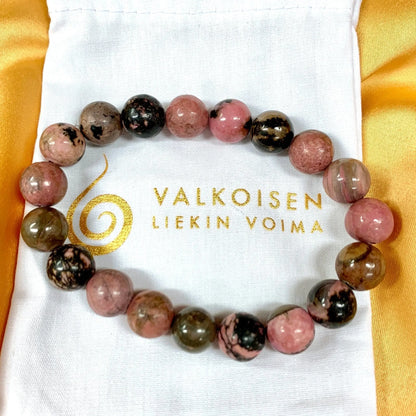 Rodoniitti - Rannekoru - Auttaa sydänsuruissa, eheyttää ihmissuhteita - Valkoisen Liekin Voima