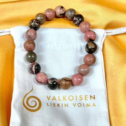 Rodoniitti - Rannekoru - Auttaa sydänsuruissa, eheyttää ihmissuhteita - Valkoisen Liekin Voima