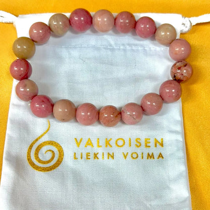 Rodoniitti (vaalea) - Rannekoru - Opettaa hyväksymään sen, että olet kaiken rakkauden arvoinen - Valkoisen Liekin Voima