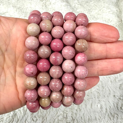 Rodoniitti (vaalea) - Rannekoru - Opettaa hyväksymään sen, että olet kaiken rakkauden arvoinen Valkoisen Liekin Voima