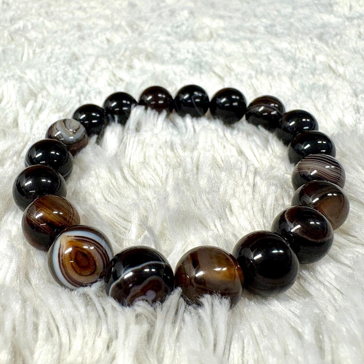 Ruskea akaatti (kahviakaatti) - Rannekoru - Äärimmäisen tasapainottava ja hoitava - Valkoisen Liekin Voima