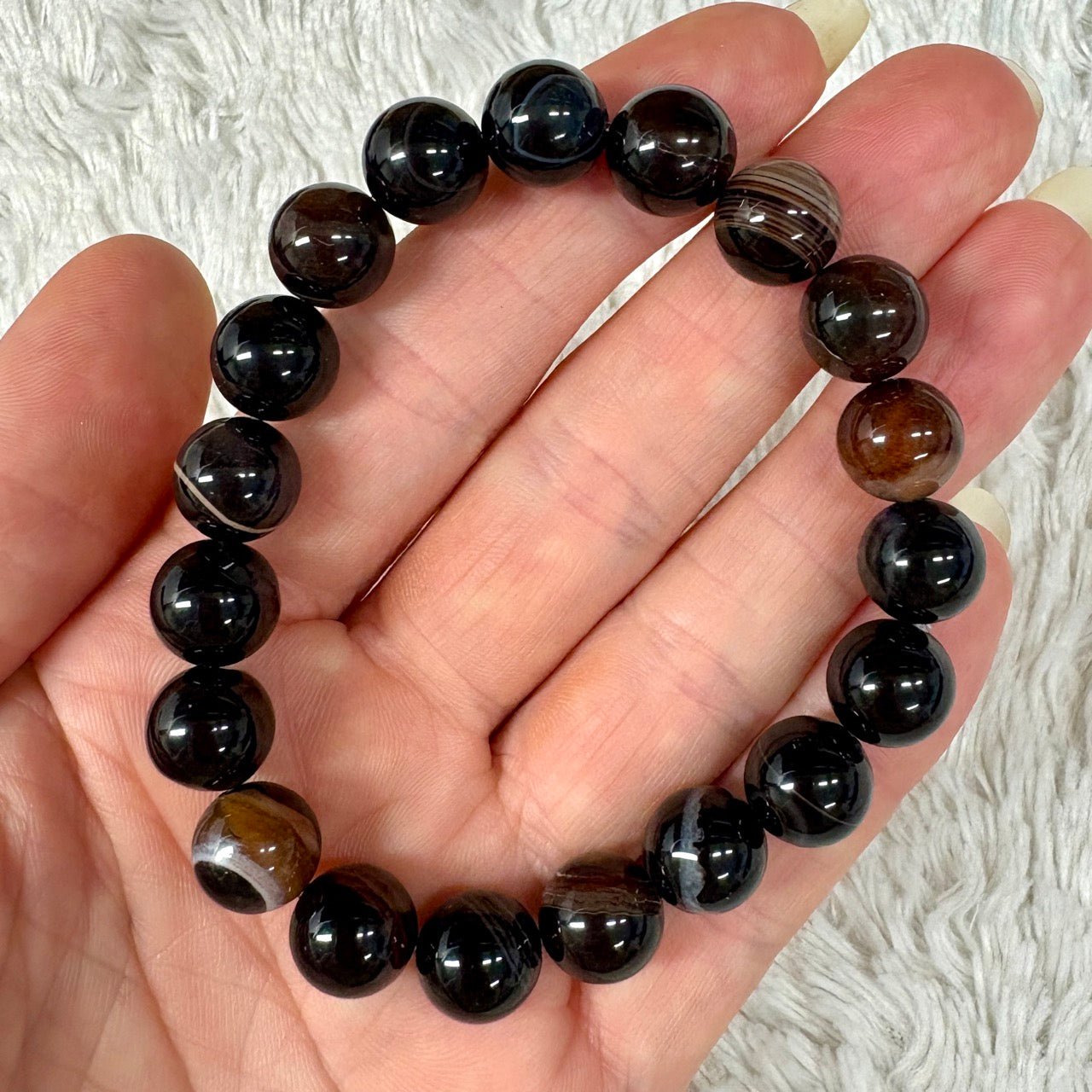 Ruskea akaatti (kahviakaatti) - Rannekoru - Äärimmäisen tasapainottava ja hoitava - Valkoisen Liekin Voima