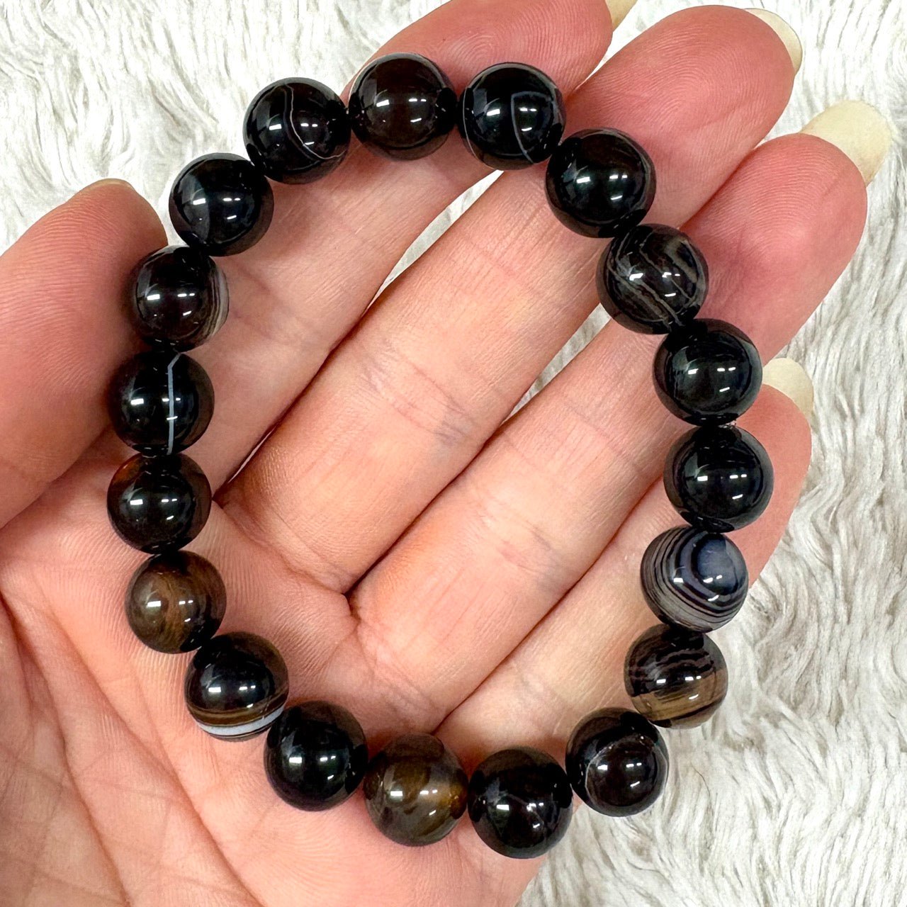 Ruskea akaatti (kahviakaatti) - Rannekoru - Äärimmäisen tasapainottava ja hoitava - Valkoisen Liekin Voima