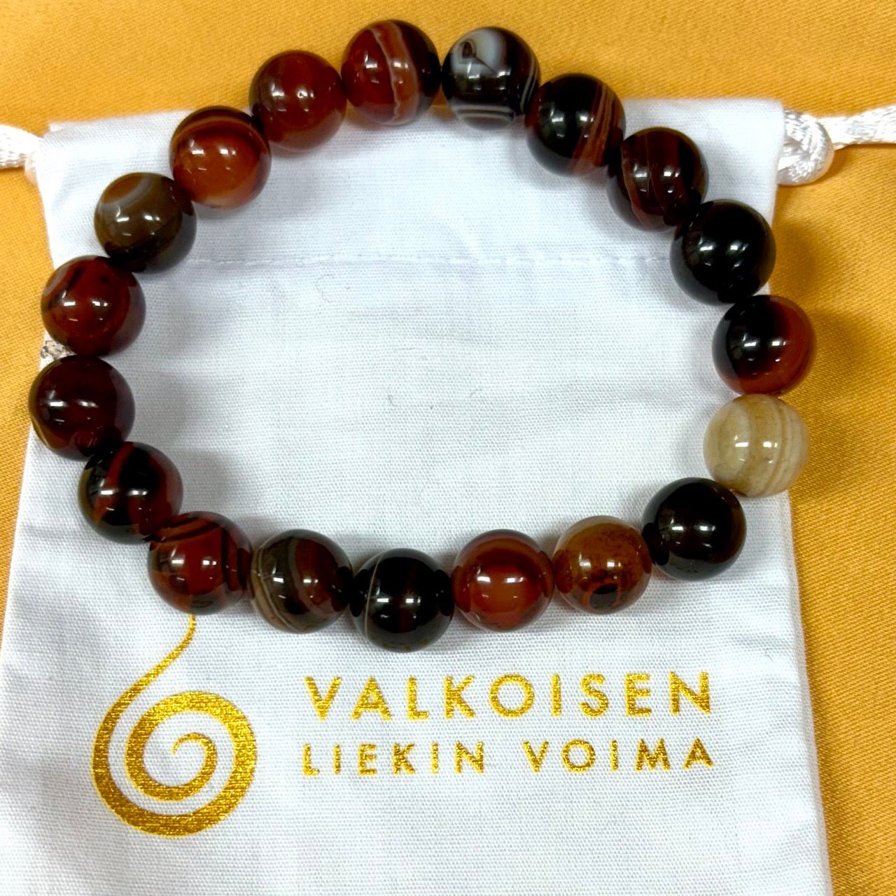 Ruskea akaatti - Rannekoru - Äärimmäisen tasapainoittava ja hoitava - Valkoisen Liekin Voima