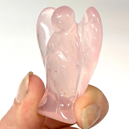 Ruusukvartsi - Kristallienkeli - Arkkienkeli Chamuel 5cm - Valkoisen Liekin Voima