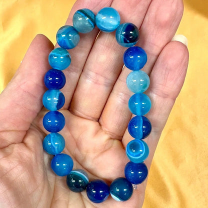 Sininen akaatti - Rannekoru - Lisää luottamusta ja toivoa - Valkoisen Liekin Voima