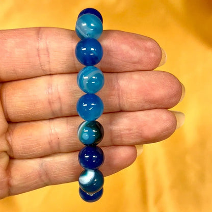 Sininen akaatti - Rannekoru - Lisää luottamusta ja toivoa - Valkoisen Liekin Voima