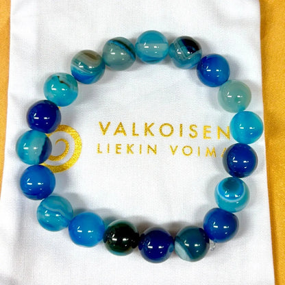 Sininen akaatti - Rannekoru - Lisää luottamusta ja toivoa - Valkoisen Liekin Voima