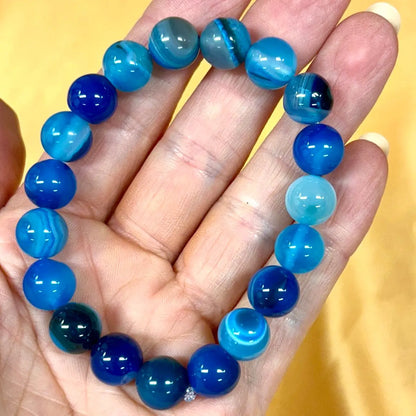 Sininen akaatti - Rannekoru - Lisää luottamusta ja toivoa - Valkoisen Liekin Voima