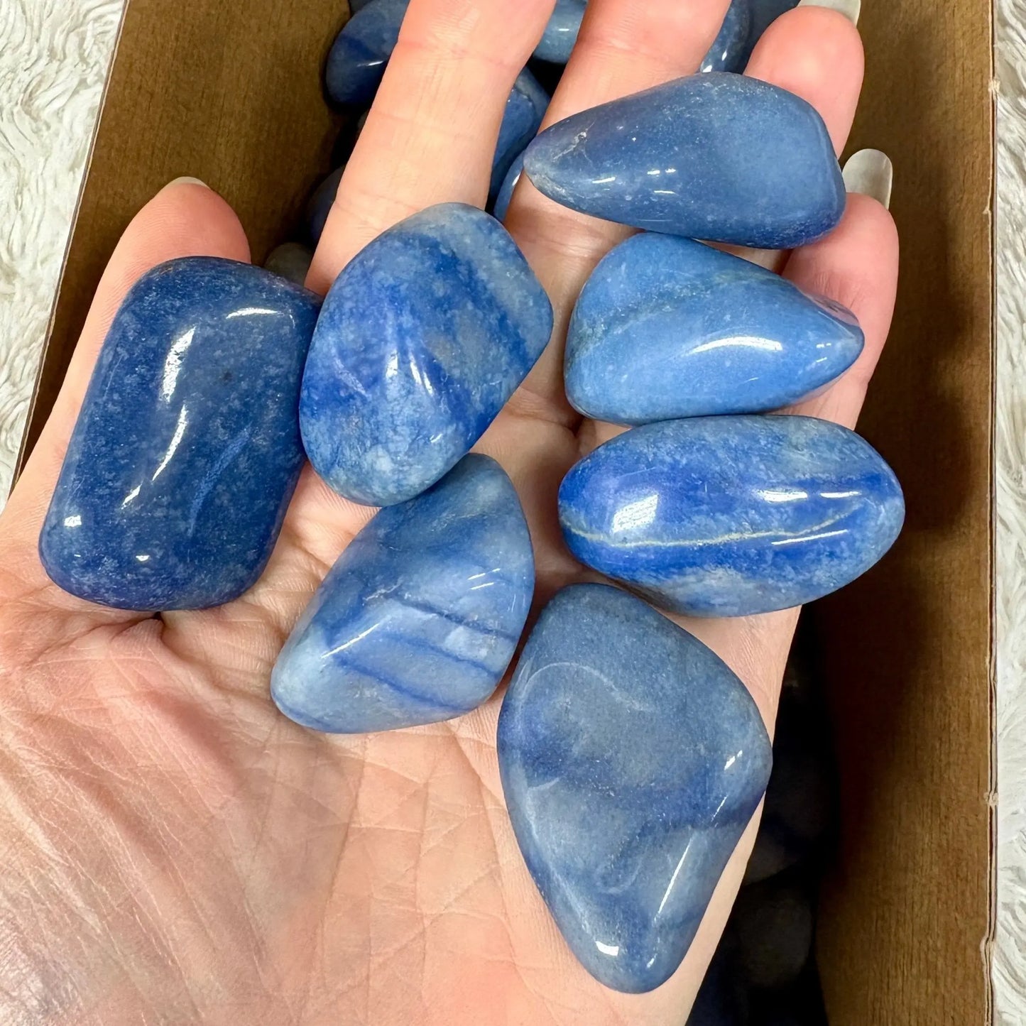 Sininen aventuriini - Kämmenkivi 3 - 5cm - Kantaa Äiti Marian energiaa - Huippulaatu - Valkoisen Liekin Voima