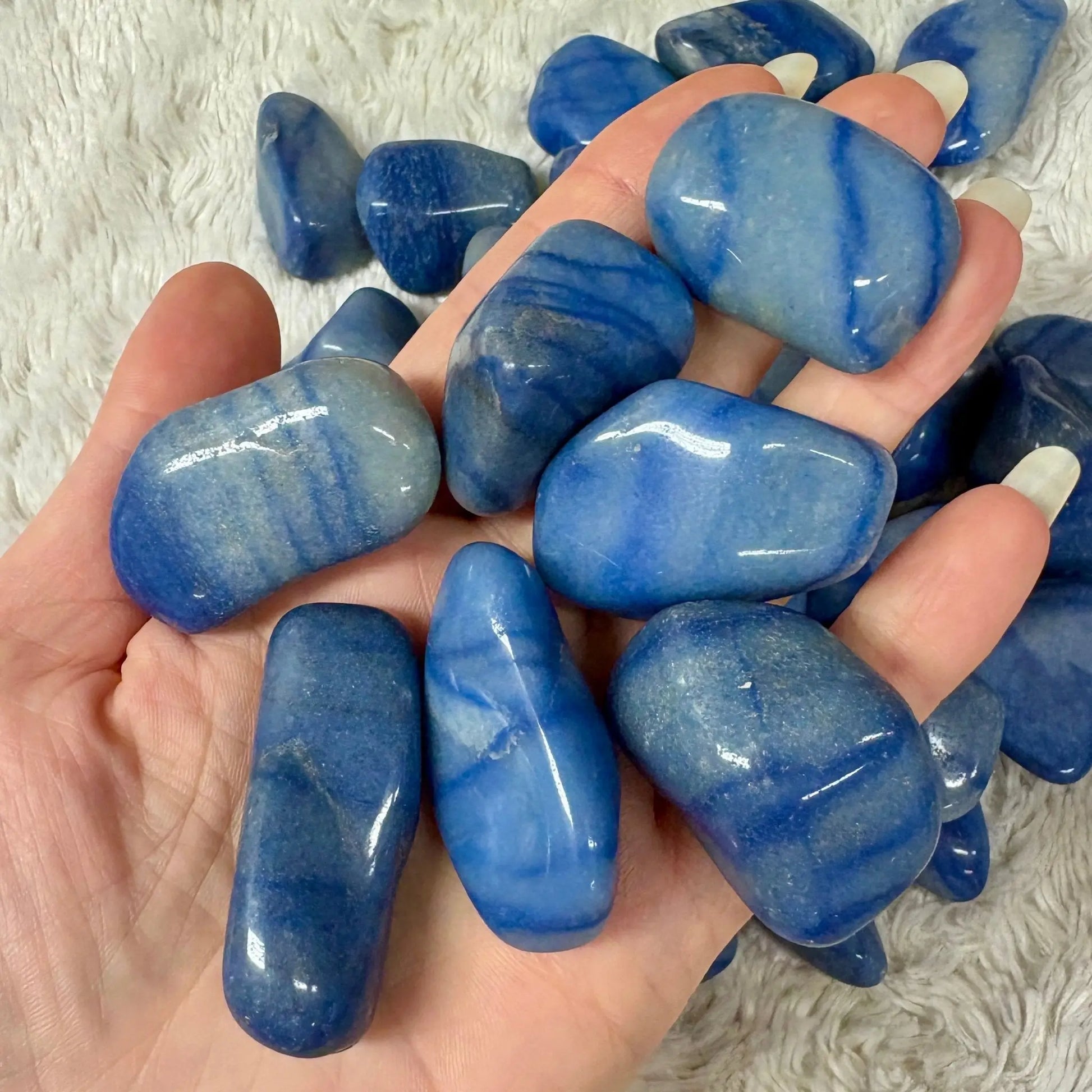 Sininen aventuriini - Kämmenkivi 3 - 5cm - Kantaa Äiti Marian energiaa - Huippulaatu - Valkoisen Liekin Voima