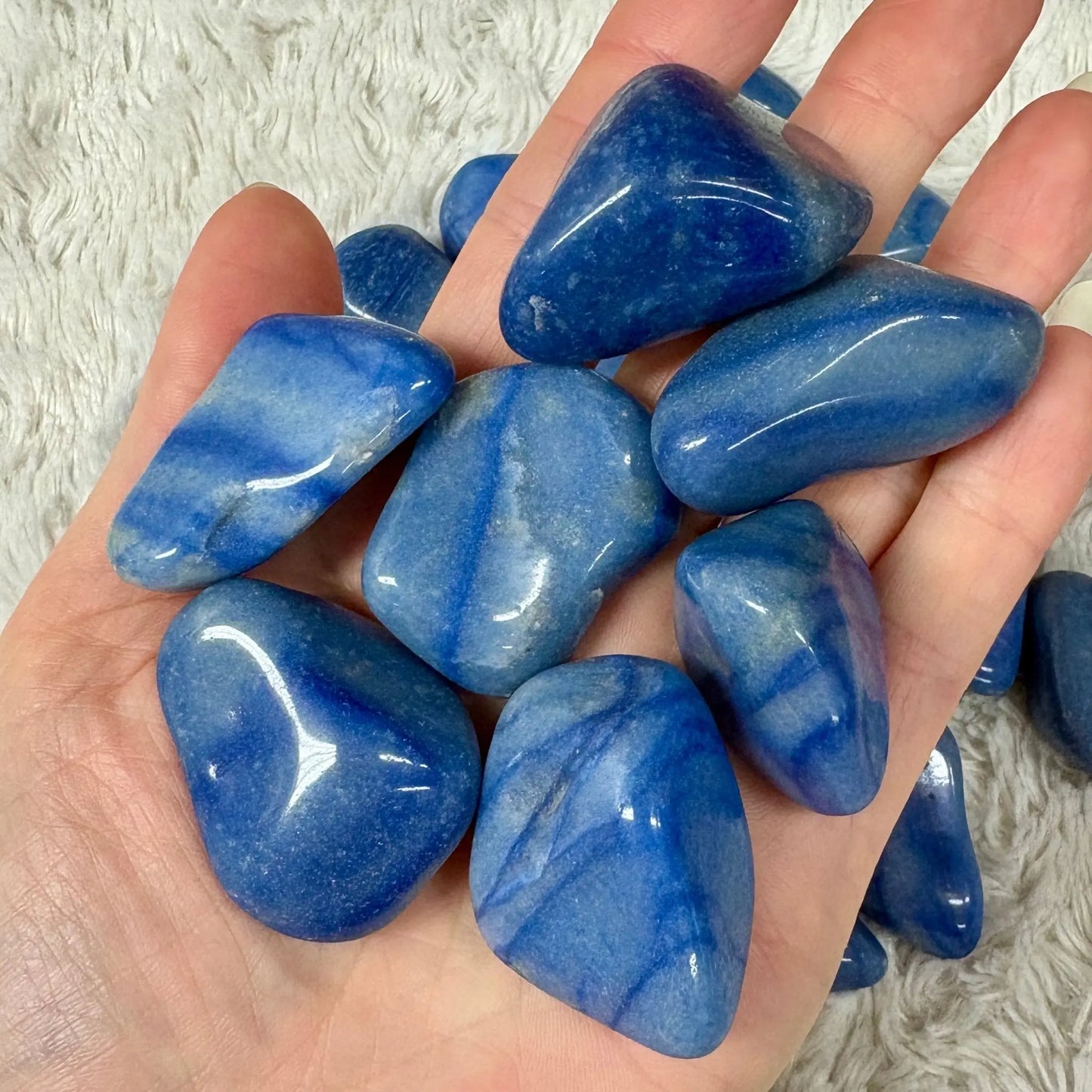 Sininen aventuriini - Kämmenkivi 3 - 5cm - Kantaa Äiti Marian energiaa - Huippulaatu - Valkoisen Liekin Voima