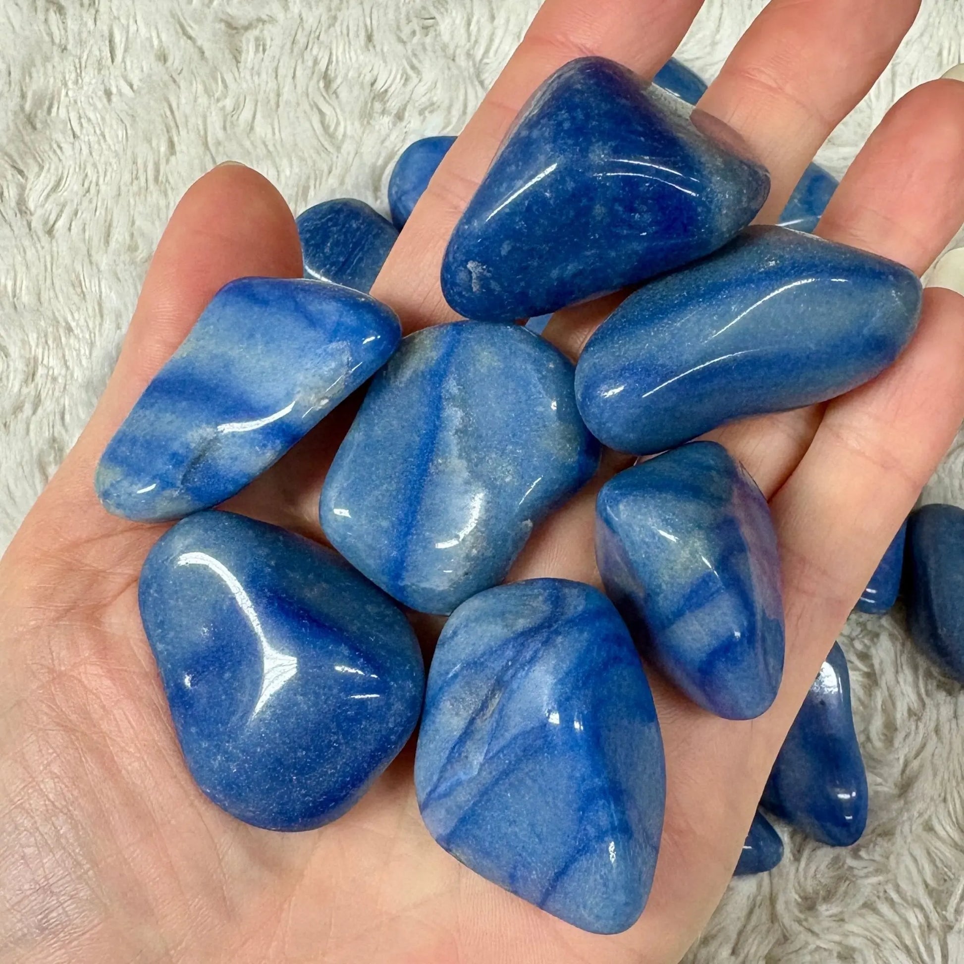 Sininen aventuriini - Kämmenkivi 3 - 5cm - Kantaa Äiti Marian energiaa - Huippulaatu - Valkoisen Liekin Voima