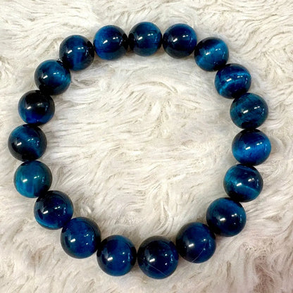 Sininen Tiikerinsilmä - Rannekoru - Vahvistaa energiavirtauksia kehossa - Valkoisen Liekin Voima