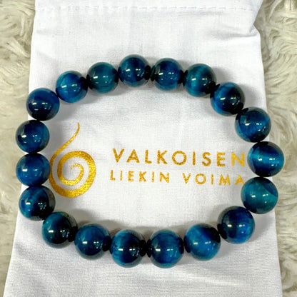 Sininen Tiikerinsilmä - Rannekoru - Vahvistaa energiavirtauksia kehossa - Valkoisen Liekin Voima